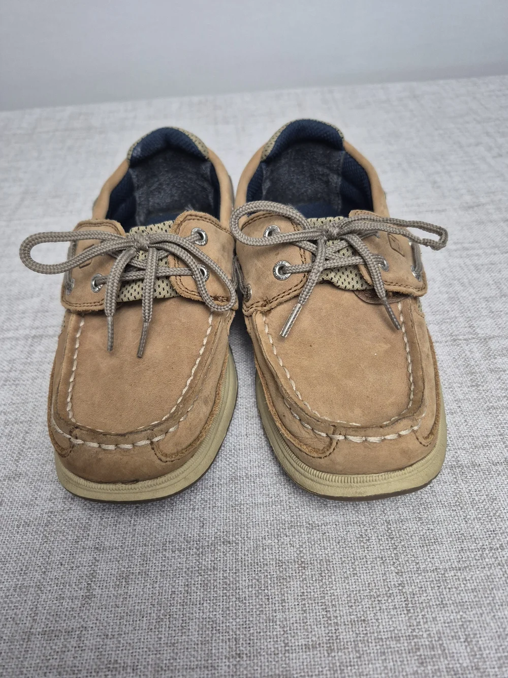 Sperry Top-Sider Little Kids Lanyard A/C Leather Boat Shoes Tan Brown Size 12